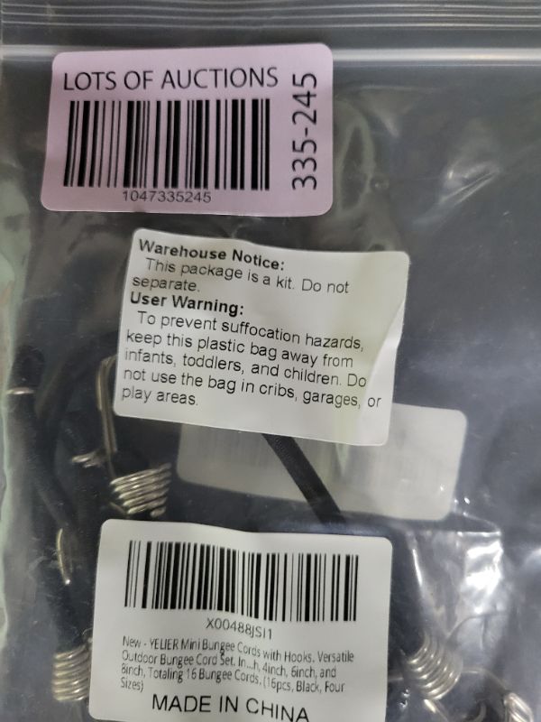 Photo 1 of YELIER Mini Bungee Cords with Hooks. Versatile Outdoor Bungee Cord Set. Includes, 2inch, 4inch, 6inch, and 8inch, Totaling 16 Bungee Cords. (16pcs, Black, Four Sizes)