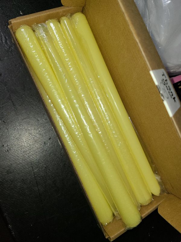Photo 1 of 10 Inch Yellow Taper Candles for Summer Parties, 10 Packs Unscented Candlesticks for Dinner Birthday Seasonal Celebration and Home Decoration