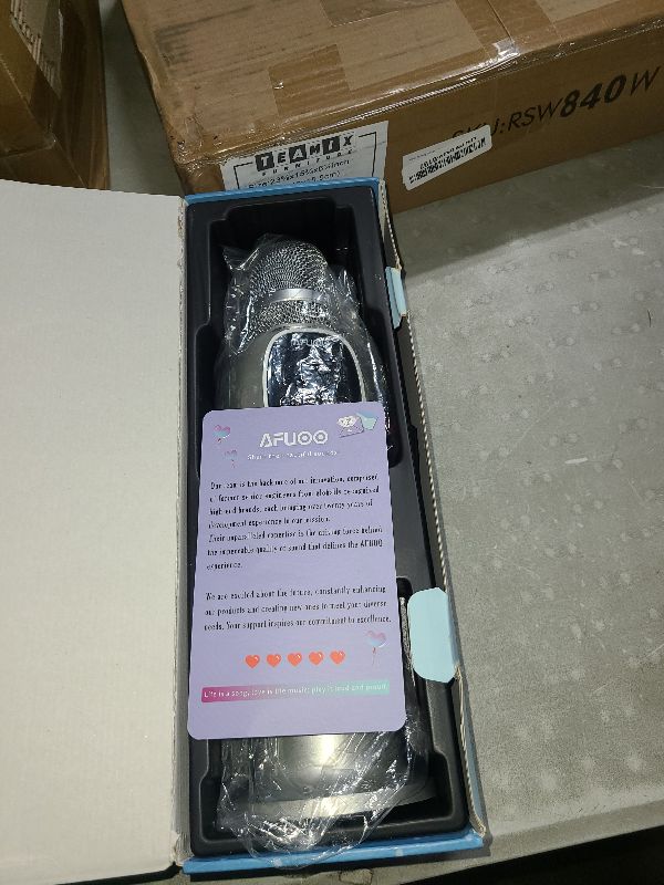 Photo 1 of AFUOO Wireless Bluetooth Karaoke Microphone Speaker for Adults, Karaoke Mic with Stereo Speaker for Smartphone, Tablet, Duet Singing Karaoke Mic for Speech, Home Party, Vocal Changer, Silver