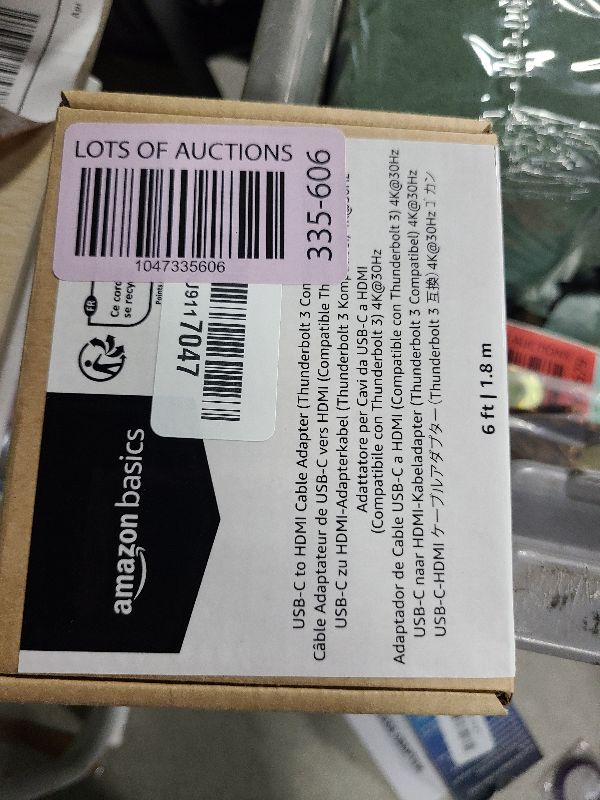 Photo 1 of Amazon Basics USB-C (Source) to HDMI (Display) Cable Adapter (Thunderbolt 3 Compatible) 4K@30Hz, 6-Foot, Black