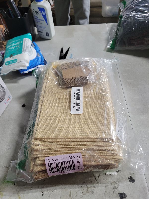 Photo 1 of 50 pcs Burlap Bags 6" x 10" with Jute Drawstring, Burlap Treat Bags for Gift Wedding Party Favors Jewelry Pouch, Christmas Birthday Presents, Snack Sacks and DIY Craft Arts Projects
