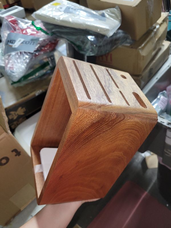Photo 1 of Knife Block Without Knives - Ebony Wood Knife Holder for Countertop Storage, 15° Tilt Design, Ventilated & Anti-Slip Base, Fits Chef, Bread, Paring & Utility Knives