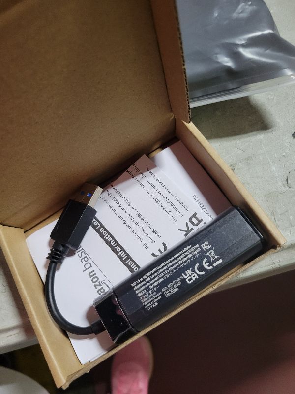 Photo 1 of Amazon Basics USB 3.0 to 10/100/1000 Gigabit Ethernet Internet Adapter, Black