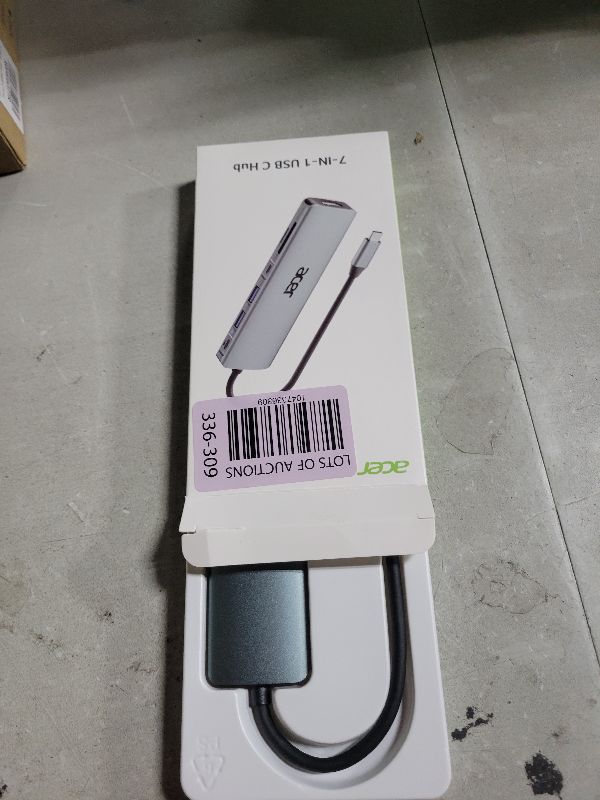 Photo 1 of Acer USB C Hub, 7 in 1 USB C to HDMI Splitter, 2 USBA 3.1 GEN1 and 5Gbps Type-C Data Port, Type C Adapter with 4K HDMI Port, PD 100W Charging, SD Card Reader, for Laptop, PC, Desktop and More