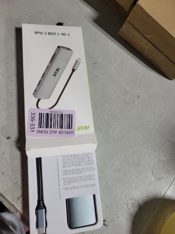 Photo 1 of Acer USB C Hub, 7 in 1 USB C to HDMI Splitter, 2 USBA 3.1 GEN1 and 5Gbps Type-C Data Port, Type C Adapter with 4K HDMI Port, PD 100W Charging, SD Card Reader, for Laptop, PC, Desktop and More