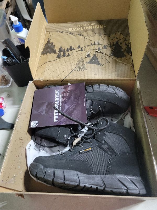 Photo 1 of FREE SOLDIER Hiking Work Boots Women's Tactical Boots 6 Inches Lightweight Waterproof Military Boots Outdoors Desert Boots(black 8)