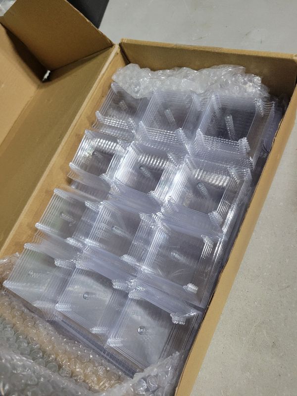 Photo 1 of 300 Pcs 1oz Mini Clear Dessert Plates Disposable Square Plastic Salad Plate for Tasting Exquisite Party Serving Trays for Appetizers Chocolates Ice Cream Fruit and More, 2.4 x 2.4 Inch