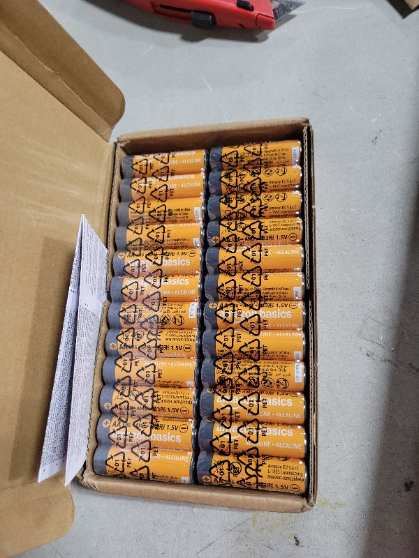 Photo 1 of Amazon Basics 48-Pack AA Alkaline High-Performance Batteries, 1.5 Volt, 10-Year Shelf Life