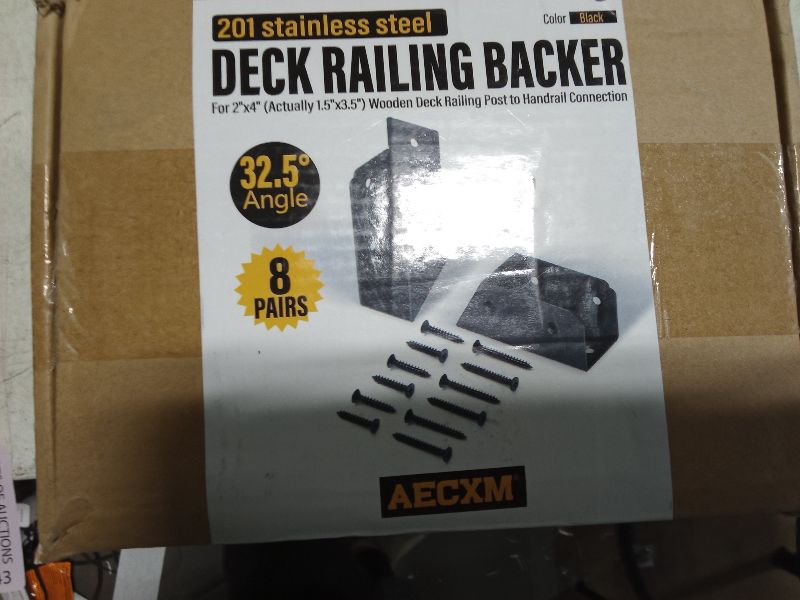 Photo 1 of AECXM 201 Stainless Steel 2" x 4" (1 ½" x 3 ½" Actual) Deck Railing 32.5°Stair Connectors, for Deck Railing Stair Handrail Connection Installation Deck Railing Bracket (4 Pair-Black)