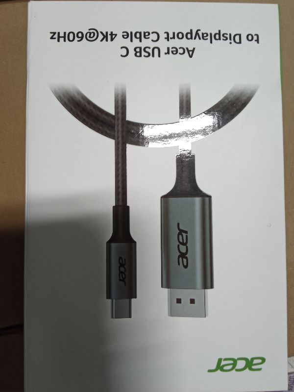 Photo 1 of acer USB C to DisplayPort Cable 6.6 FT (4K@60HZ 2K@165Hz), Type-C to DisplayPort Cord (Sturdy Aluminum, Plug & Play) Thunderbolt 3/4/5 Compatible with MacBook Pro/Air, iPhone 16 Pro/Max, XPS, Surface