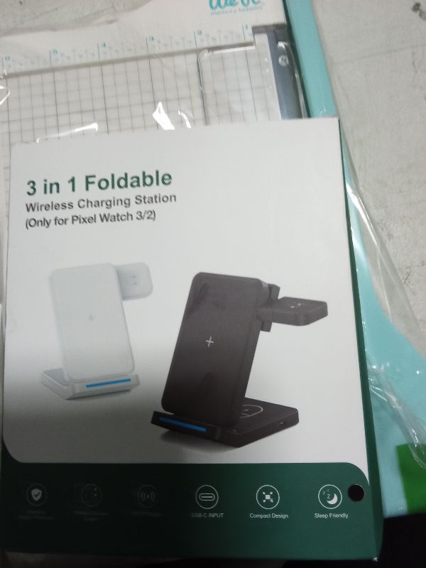 Photo 1 of 3 in 1 Foldable Wireless Charger for Google Pixel Watch 3/2, Fast Charging Station Stand for Pixel 9 Pro XL/9/8/7/7A/6 Pro and Pixel Buds Pro/2(Not for Pixel Watch 1& 9 Pro Fold) with Adapter, Black
