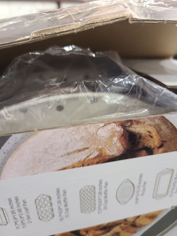 Photo 1 of 10-Piece Baking Pans Set Nonstick, Stackable Bakeware, Toxin-Free Baking Pans Set with Silicone Handles, Includes Cookie Sheets, Cake Pan, Loaf Pan, Pizza Pan, Muffin Pan, White&Khaki