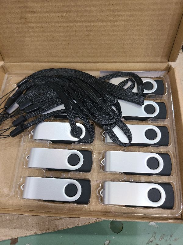 Photo 1 of (Not 128GB) ABLAZE 128MB Flash Drive 10 Pack, USB 2.0 Memory Stick with Lanyards Swivel Thumb Drives Bulk 128MB Pendrive U Disk for Data Storage (Black)