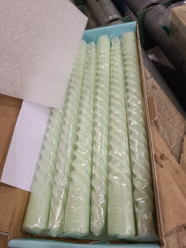 Photo 1 of 6 Pack 10 Inch Sage-Green Spiral Taper Candles for Christmas and Spring Home Decoration, Unscented Dripless Twisted Candlesticks for Dinner St. Patrick's Day Earth Day and Garden Parties