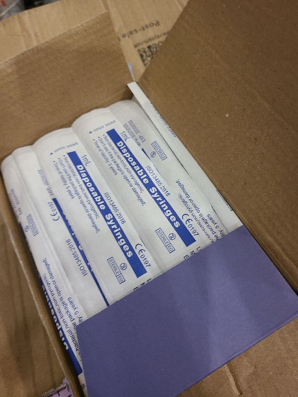 Photo 1 of 50 Pcs 1ml Syringes with Caps Oral Dispenser Individually Sterile Warpped for Medicine Dropper, Colostrum Collect Feeding Pets, Liquid