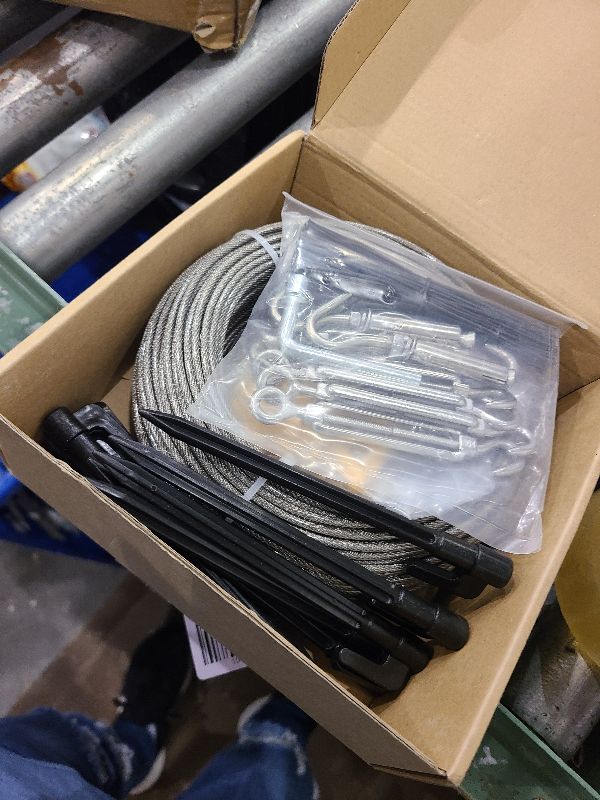 Photo 1 of 220 FT 1/8" Wire Rope Kit, 304 Stainless Steel Cable with M5 Turnbuckles for Cables Wire, Vinyl Coated String Lights Hanging Wires for Outdoor Camping, Trellis, Garden, Clothes line, Curtain, Festival