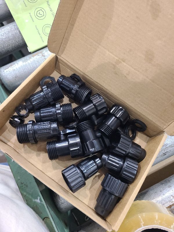 Photo 1 of 4 Sets Garden Expandable Hose Repair Kit Faucet Adapter Hose Female Male Connectors with 4 Pieces Hose Shut Off Valve and 8 Pieces 3/4 Inch Rubber Gaskets