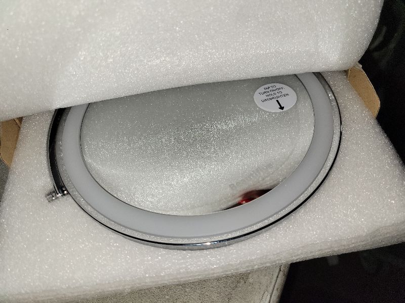 Photo 1 of 8” Lighted Makeup Mirror with Magnification, 15X/1X Rechargeable Magnifying Mirror with Lights, Stepless Dimming Light Up Desk Mirror with Adjustable Height, 360° Rotation Vanity Makeup Mirror
