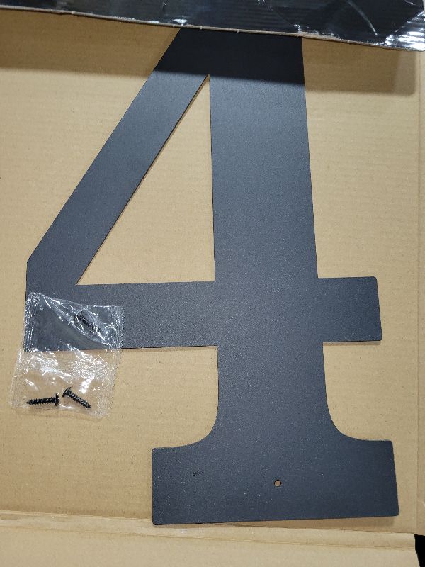 Photo 1 of 12 Inch Metal Modern House Numbers, House Address Letters and Numbers for Outside Signs - Metal Letters Door Numbers Signage Street Address Plaque for Garden Door Mailbox Decor (Number 4)