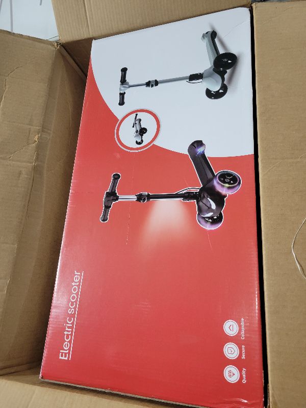 Photo 1 of 3 Wheel Electric Scooter for Kids Ages 4-8, Foldable 24V Electric Scooter with LCD Screen, Thumb Accelerator, Light Up PU Wheels & Deck, 3 Adjustable Height, 5MPH Speed for Boys Girls Birthday Gift