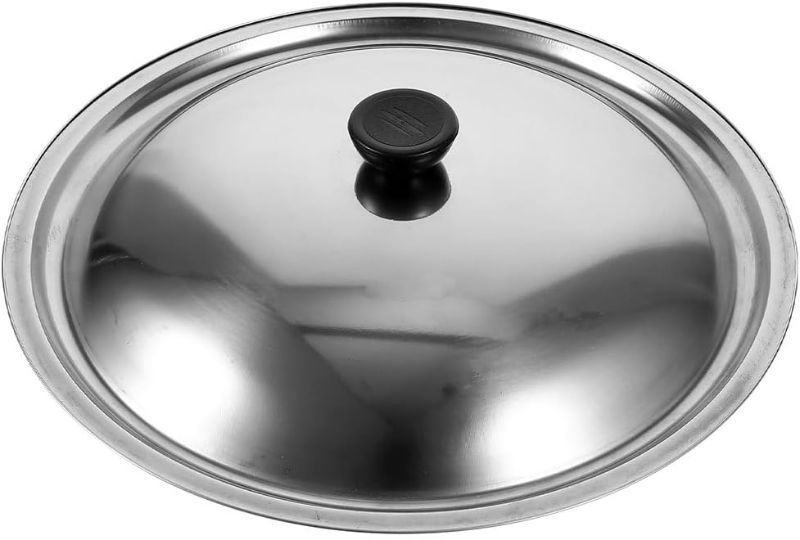 Photo 1 of  PRETYZOOM Stainless Steel Universal Pot Lid, 12.5 Inch Metal Cover for Frying Pan, Skillet, and Pots, 38cm Tight Seal, Anti-Spill Design for Kitchen Cooking