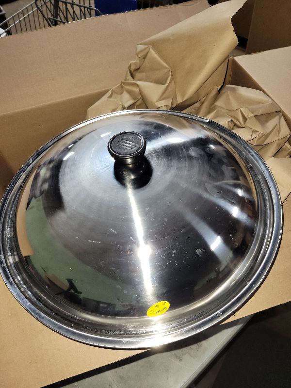 Photo 1 of  PRETYZOOM Stainless Steel Universal Pot Lid, 12.5 Inch Metal Cover for Frying Pan, Skillet, and Pots, 38cm Tight Seal, Anti-Spill Design for Kitchen Cooking