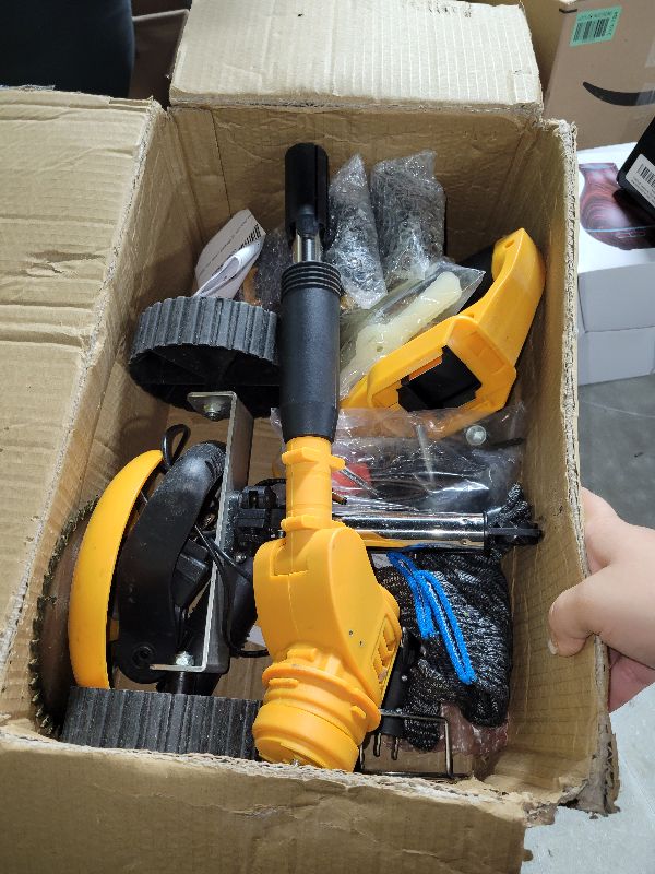 Photo 1 of 20000 RPM Electric Weed Wacker Cordless, 3-in-1 Weed Eater Cordless with Battery Powered, Lawn Mower/Grass Trimmer/Lawn Edger with 3 Types Blades, Battery Weed Wacker with Wheels (2 Battery, Yellow)