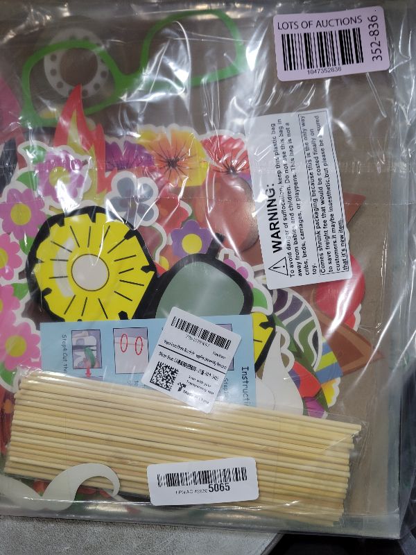 Photo 1 of 60pcs Luau Photo Booth Props - Hawaiian/Tropical/Tiki/Summer Pool Party Decorations Supplies (Assembly Needed)