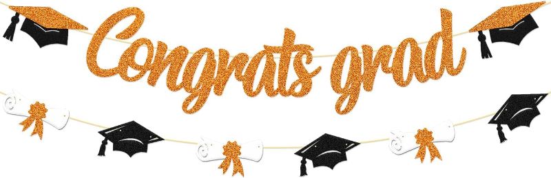 Photo 1 of AONSOULE Graduation Banner Class of 2025 Pre-Strung – Congrats Grad Party Banner, Congratulations Graduation Banners 2025 Grad Party Decors for Fireplace Door Frame Double-Sided 9.6FT