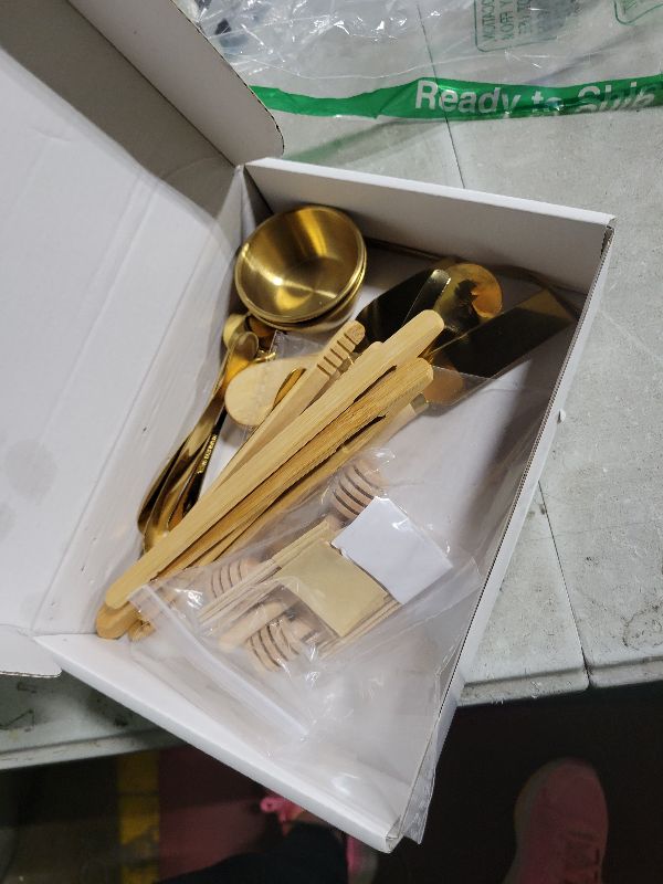 Photo 1 of 48 Pcs Charcuterie Boards Accessories Butter Spreader Knives Set Stainless Steel Cheese Mini Serving Tongs Spoons Forks Dipping Bowls Toothpick Flags Utensils for Pastry Making Wedding Christmas(Gold)