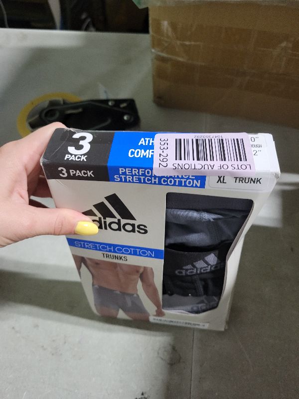 Photo 1 of adidas Men's Performance Stretch Cotton Trunk Underwear (3-Pack) Designed for Active Comfort and All Day wear, Onix Grey/Black/Grey, X-Large