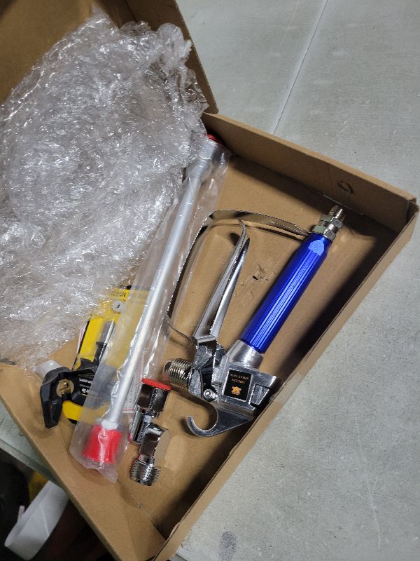 Photo 1 of 5 Pcs Airless Sprayer Gun Hose Kit Airless Paint Spray Gun High Pressure 3600 Psi 517 Tip Swivel Joint with Nozzle Guard Tips and 10 Inch Extension Rod for Machine Paint