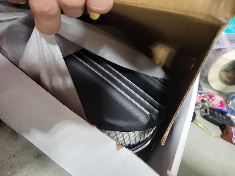 Photo 1 of 1 Set SHLPDFM Air Cleaner 12"" Oval Half Finned Polished Aluminum Black Air Cleaner Fits for Chevy, Ford, & Mopar Hot Rod