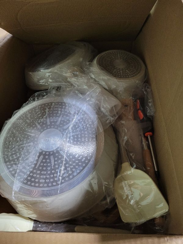 Photo 1 of 16PCS Pots and Pans Set Non Stick Cookware Set Nonstick with Cooking Set (white, 16pieces)