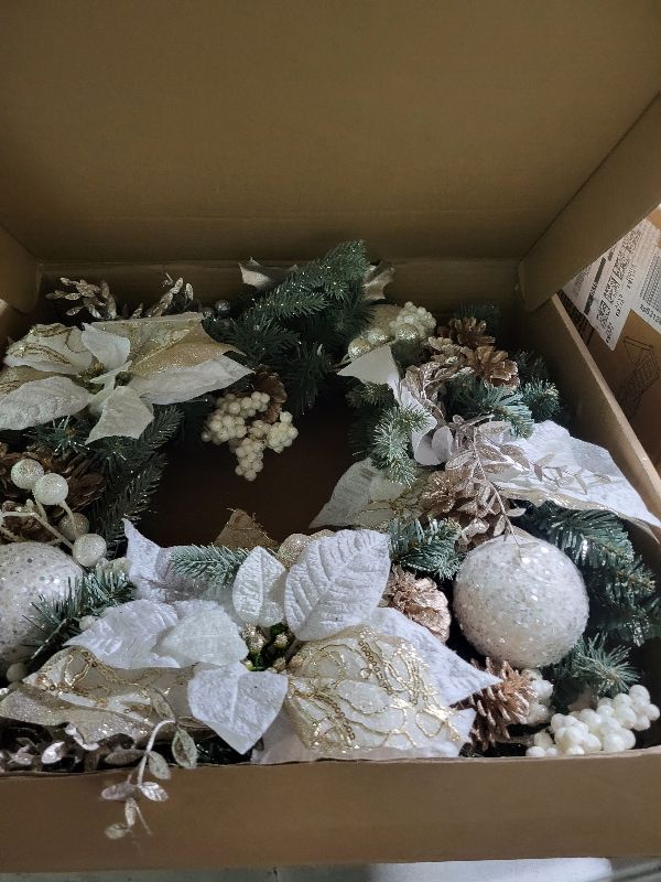 Photo 1 of 24 Inch Christmas Wreath for Front Door with Pinecones, Berries & Ornaments, Artificial Christmas Wreaths for Indoor/Outdoor Wall Windows,Christmas Thanksgiving Decorations