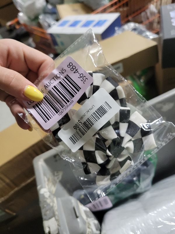 Photo 1 of 4PC Racing Checkered Flag Hair Bow Clips 3 Inch Girls Women Black and White Racing Fan Pigtail Hair Accessories