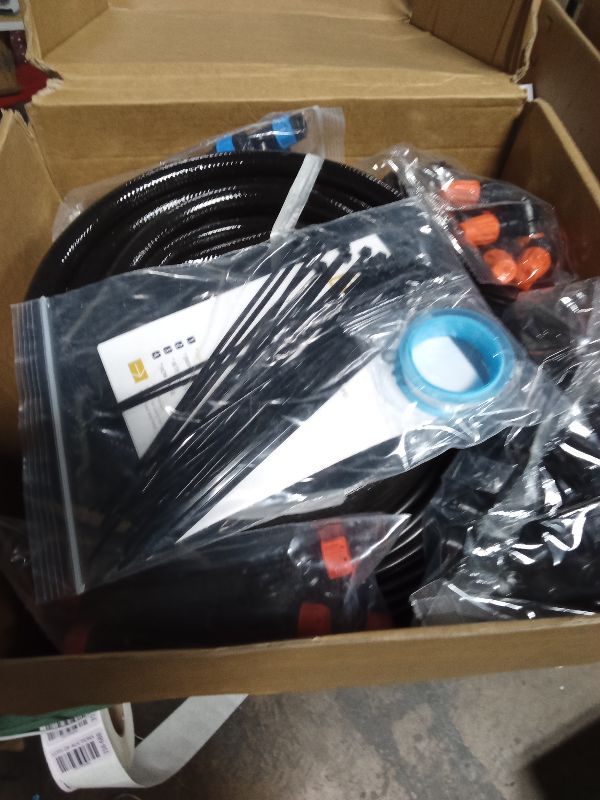 Photo 1 of 240FT Drip Irrigation System Kits - Automatic Garden Watering Sprinkler with 1/2 & 1/4 inch Tubing Hose Patio Misting Plant Irrigation Water Equipment Quick Connector for Greenhouse Flower Beds Lawn