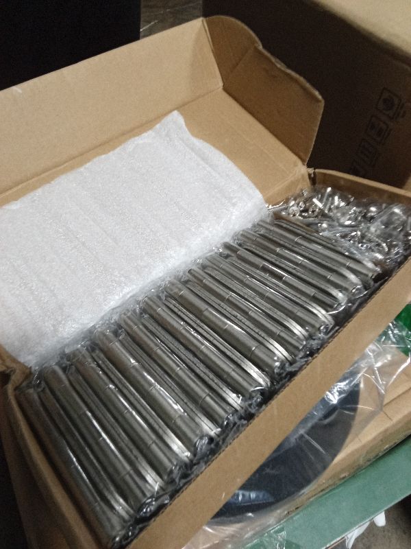 Photo 1 of 24 Pack Interior Satin Door Hinges Brushed Nickel 3.5 Inch x 3 1/2" 5/8" Rudius Rounded Heavy Duty Metal Iron Hinge 3 ½ Bifold Standard Doors Hardware Fittings for Flat,Bed/Storage/Basement Room