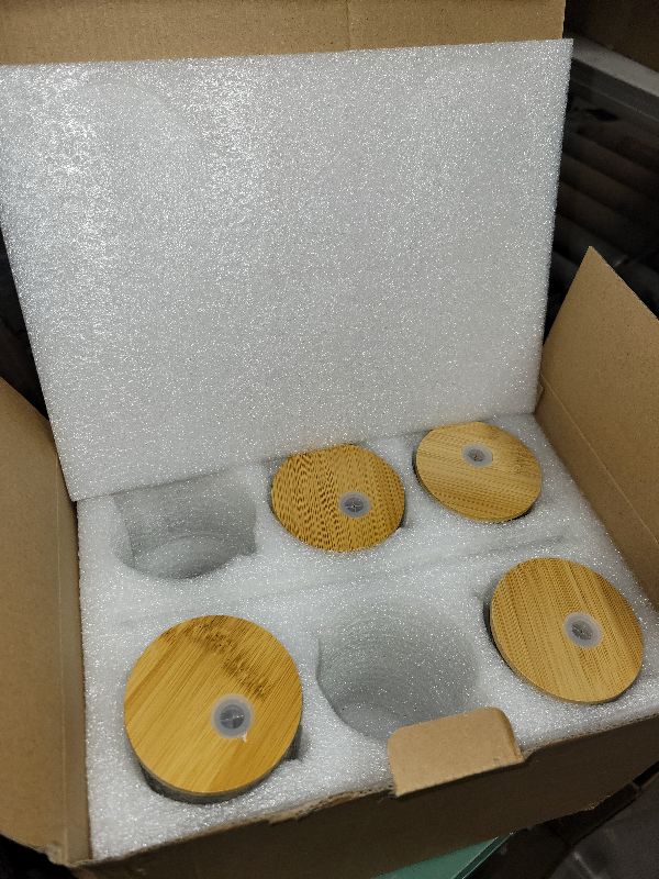 Photo 1 of **MISSING 2**
SogYupk Glass Cups Set with Straw/Bamboo Lid,12 oz Stackable Serving Drinking Glasses, Ideal for Whiskey/Cocktails/Juice/Coffee/Beer, Dishwasher Safe,3 Patterns of Vintage Glassware Sets.(6 Pcs) 