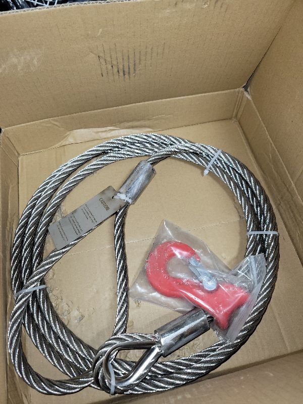 Photo 1 of SENKEYFE Single Leg Wire Rope Sling, 2.5T Vertical Rated Capacity 12FT, 1/2" Flemish Eye Loop Sliding Choker with Heavy Duty Thimble, Heavy Duty Rigging Cable for Lifting Towing Pulling