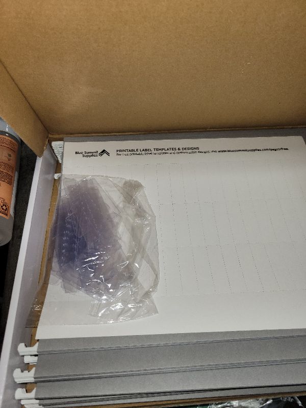 Photo 1 of 25 Blue Summit Supplies Grey Hanging File Folders Letter Size - Durable 11pt Paper, Hanging File Folders Gray, Plastic Tabs and Inserts Included, Perfect for Office Organization