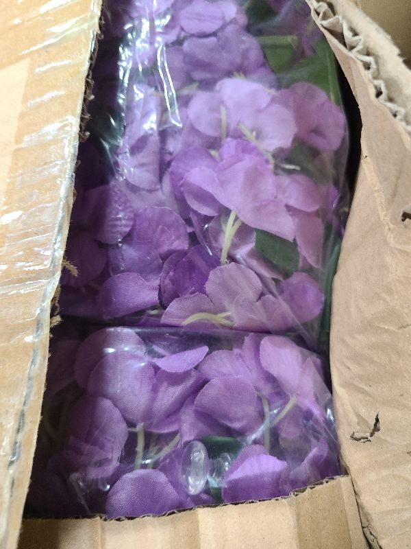 Photo 1 of 144 Branches Wisteria Hanging Flowers, Purple Fake Hanging Flowers Fake Flowers for Wedding Arch Party Garden Home Backdrop Decor