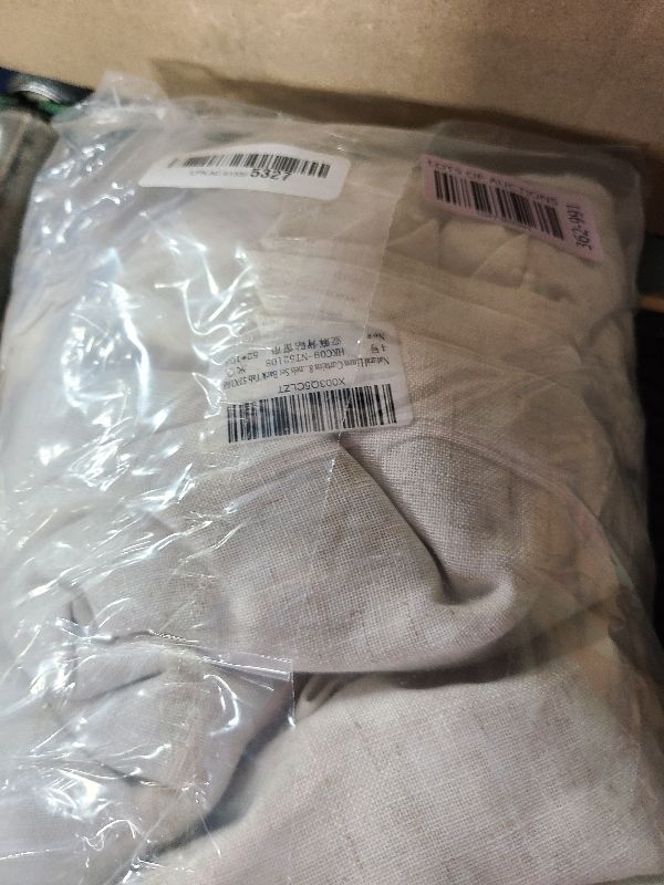 Photo 1 of 2 Panels Set Cream Linen Curtains 108 inches Long for Living Room Extra Long Back Tab Curtains Neutral Farmhouse Light Filtering Semi Sheer Linen Drapes Ceiling to Floor for Large Window Ivory 9 FT
