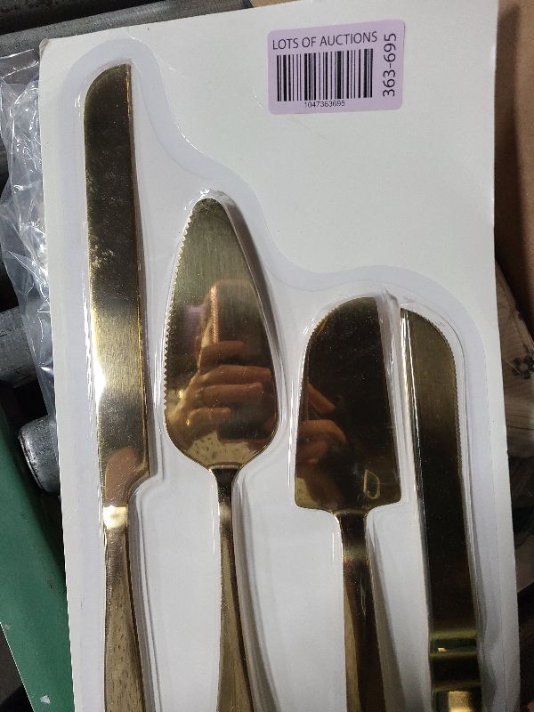 Photo 1 of 4 Pcs Gold Cake Cutting Set, Premium Cake Cutter & Pie Server Set for Wedding, Thickened Stainless Steel Cake Knife and Server with Rounded Edges, Pie Server Spatula Birthday Christmas Gift
