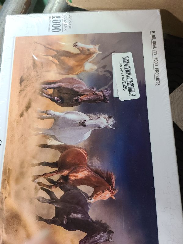 Photo 1 of ? Herd of Horses Runs Forward in a Desert Storm Wooden Puzzles for Adults 1000 Piece Jigsaw Puzzles Puzzle 30"x 20"