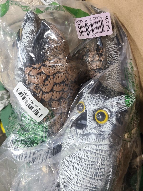 Photo 1 of 3-Pack Owl Decoys for Bird Deterrent - Weatherproof Bird Repellent Devices for Outdoor Use - Plastic Owls to Scare Birds Away and Control Garden Pests