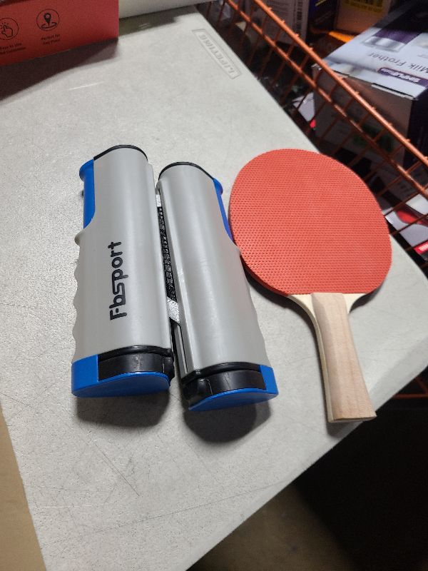 Photo 1 of FBSPORT Ping Pong Paddle Set, Portable Table Tennis Set with Retractable Net, 2 Rackets, 6 Balls and Carry Bag for Children Adult Indoor/Outdoor Games, Gray