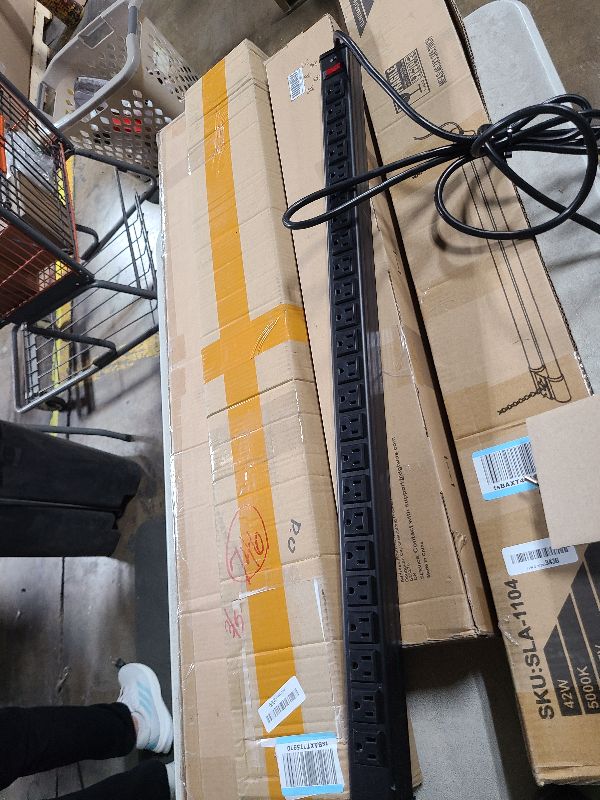 Photo 1 of 24 Outlet Long Power Strip, Heavy Duty Metal Power Strip with 10 ft Long Extension Power Cord for Cabinet, Industrial, Commercial Home Wall Mount Power Strip,ETL listed (Black)