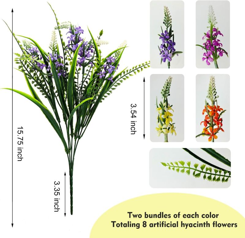 Photo 1 of Mutcolor 8 Bundles Artificial Outdoor Flowers Fake Plastic Plants Faux UV Resistant Greenery Shrubs for Outside Decorations Garden Planters Pots Porch Window Box Arrangements(Mix Color)