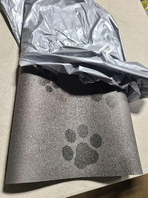 Photo 1 of 18"×30" Dog Food Mat-Absorbent Dog Mat for Food and Water, No Stains Quick Dry Cat Dog Food Bowl Mat Non Skid Dog Feeding Mat with Footprints for Messy Drinkers,Dark Grey